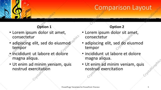 Comparison presentation slide layout