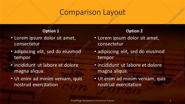 Comparison presentation slide layout
