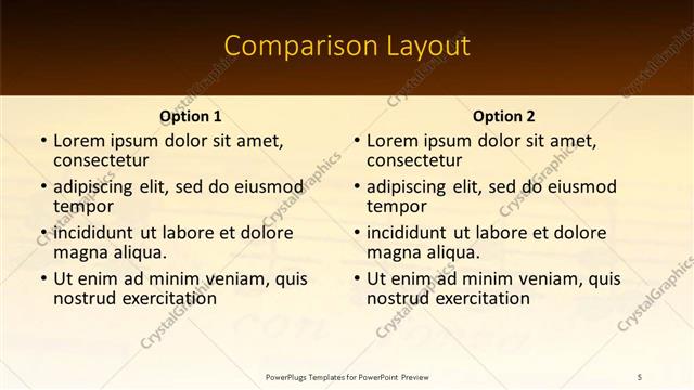 Comparison presentation slide layout