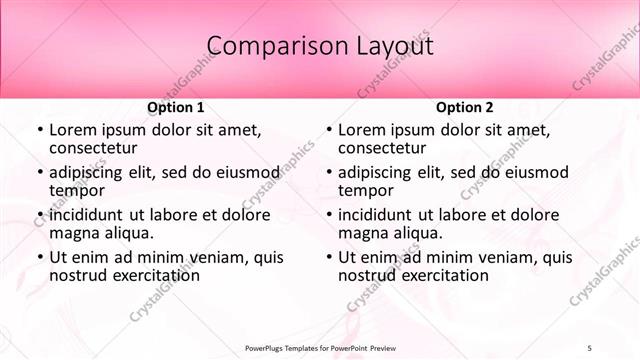 Comparison presentation slide layout