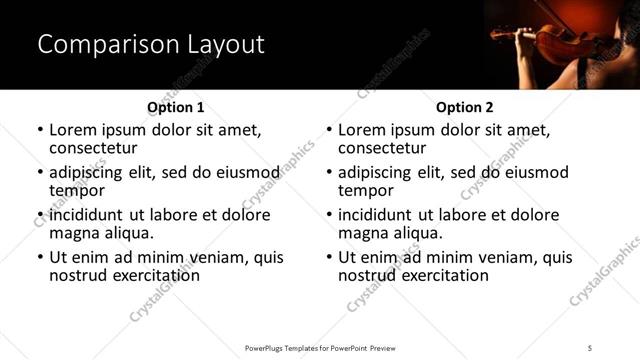 Comparison presentation slide layout