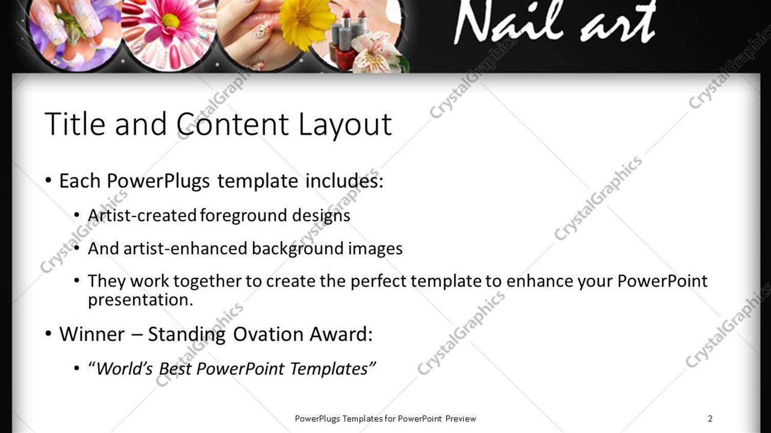 PowerPoint Template Nail Art Finger Painting Make Up Female Black 