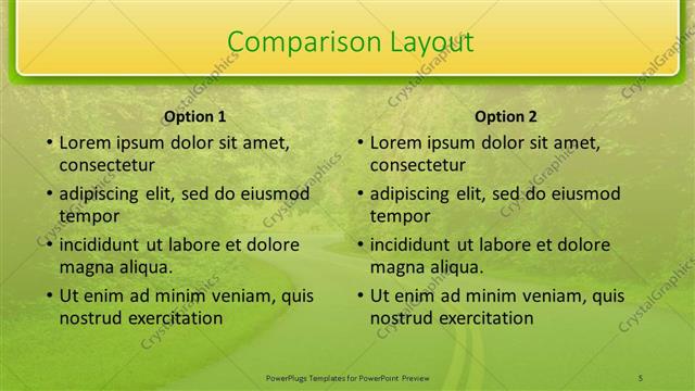 Comparison presentation slide layout