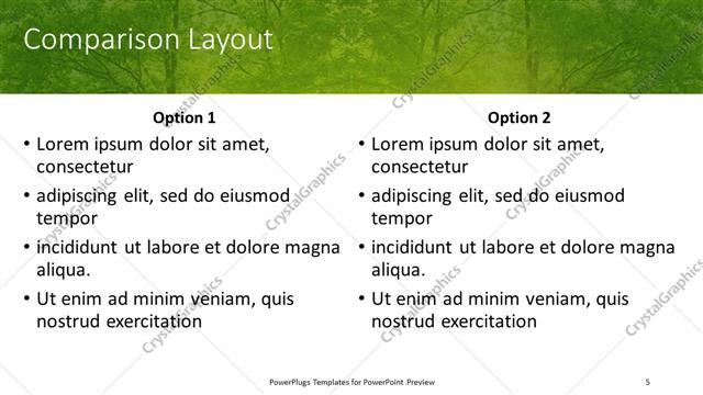 Comparison presentation slide layout