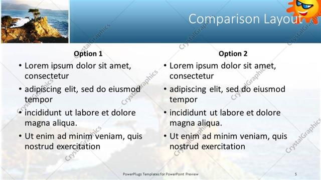 Comparison presentation slide layout