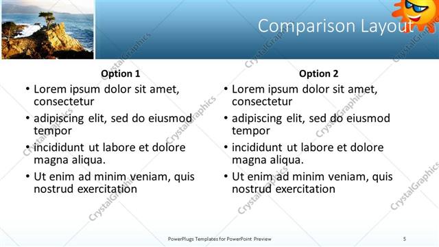 Comparison presentation slide layout