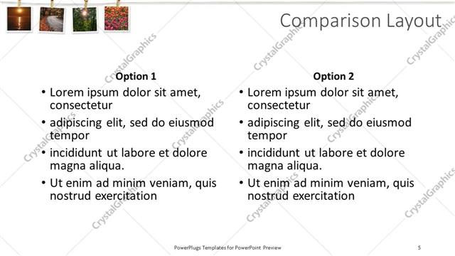Comparison presentation slide layout