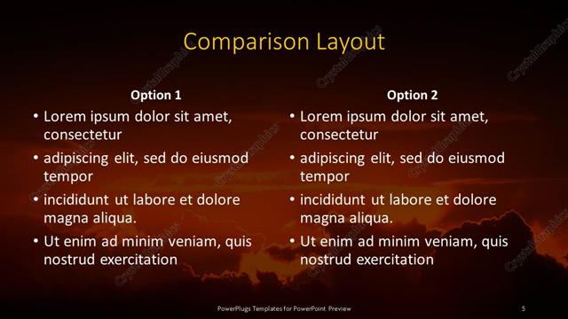 Comparison presentation slide layout