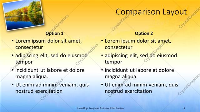 Comparison presentation slide layout