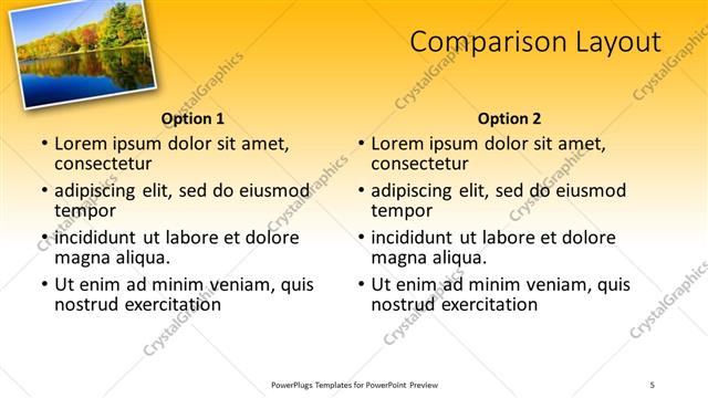 Comparison presentation slide layout