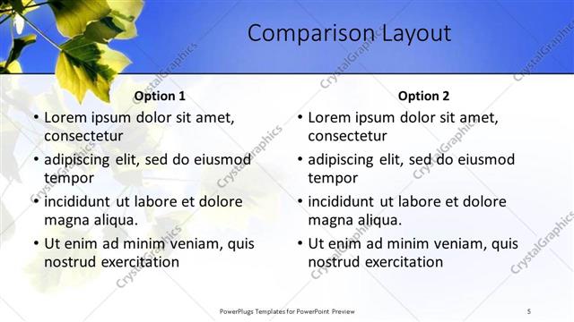 Comparison presentation slide layout