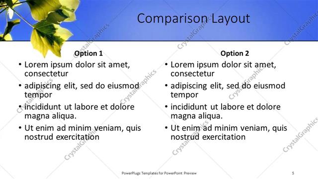 Comparison presentation slide layout