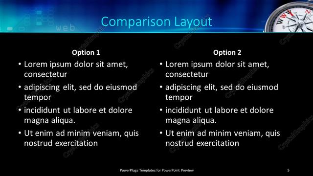 Comparison presentation slide layout