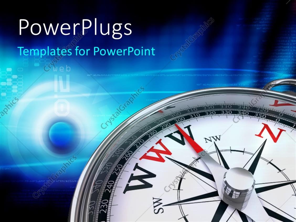 PowerPoint Template Navigation compass points to WWW as the right path