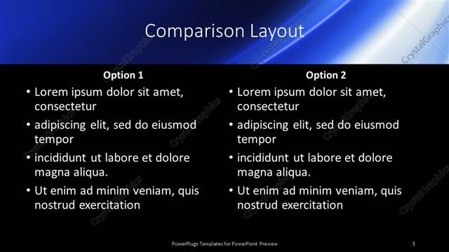Comparison presentation slide layout