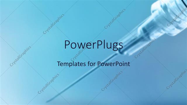  Presentation with needle - Needle and syringe blurred in sky blue themed background