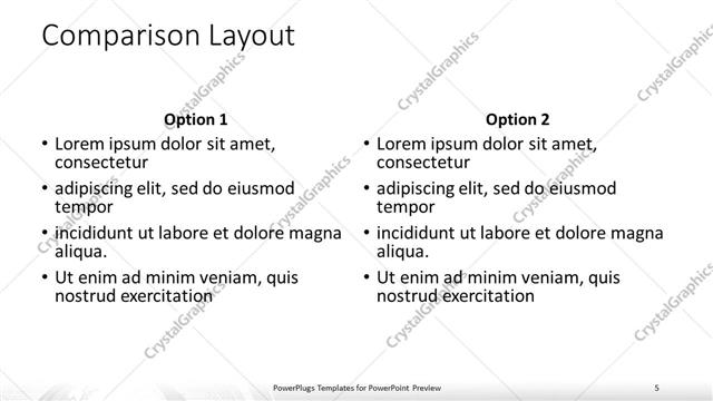 Comparison presentation slide layout