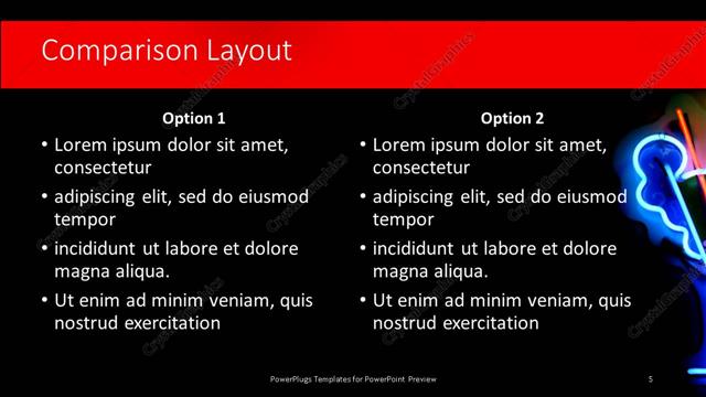 Comparison presentation slide layout