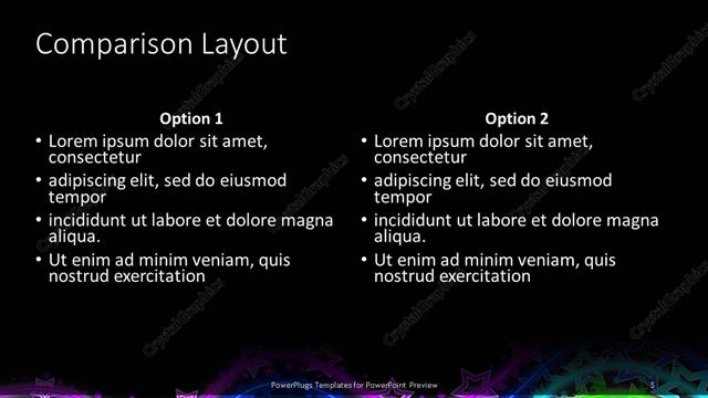 Comparison presentation slide layout