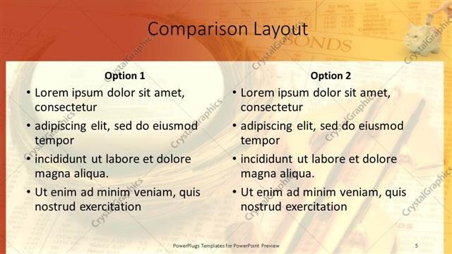 Comparison presentation slide layout
