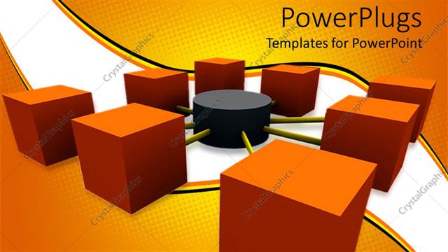  Presentation with network - A network of blocks on a white and orange background