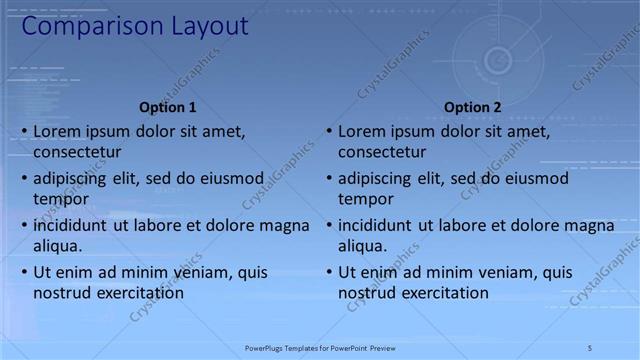 Comparison presentation slide layout