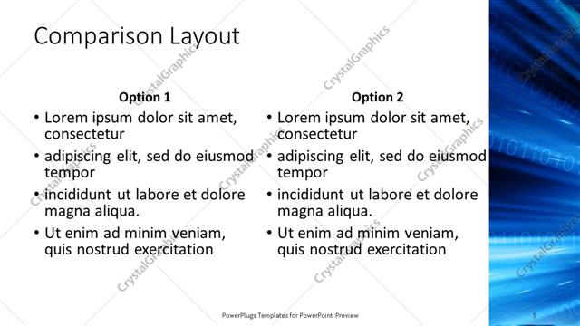 Comparison presentation slide layout