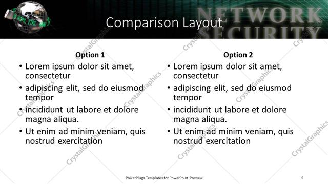 Comparison presentation slide layout