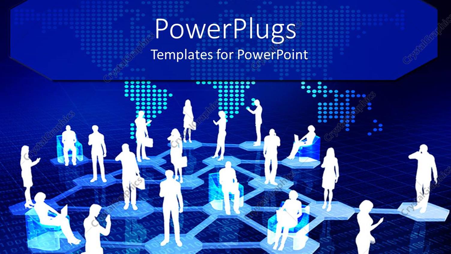 Featuring Networking Metaphor with People Connected Via Internet, Binary Code, World Wide Web, IT