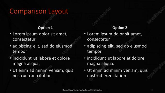 Comparison presentation slide layout