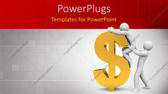  Presentation with profit - A character helping another on top of a yellow dollar sign