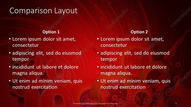 Comparison presentation slide layout