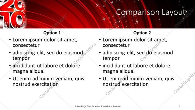 Comparison presentation slide layout