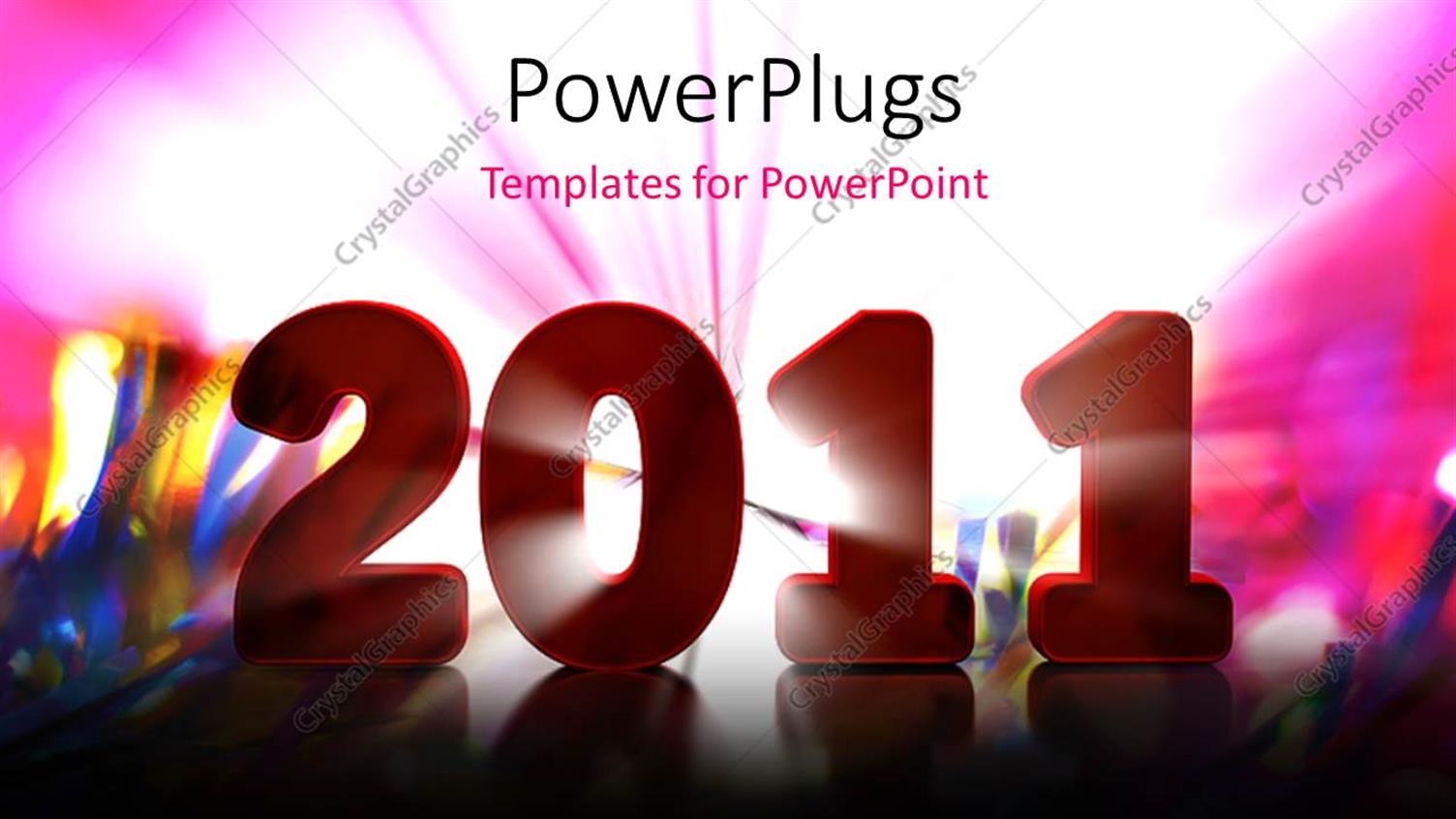 Featuring New Year Depiction with New Year Text Over Colorful Background