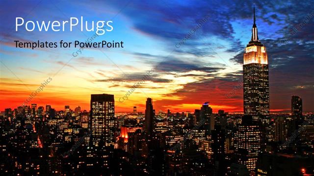  Presentation with skyline - New York City midtown skyline at dark