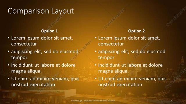 Comparison presentation slide layout