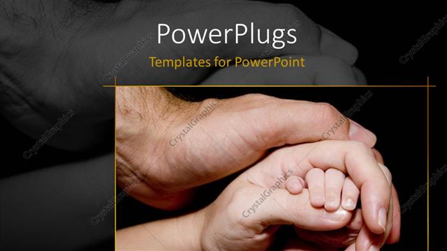  Presentation with black father - Newborn baby hand is held with love and care by his mother and father, black color