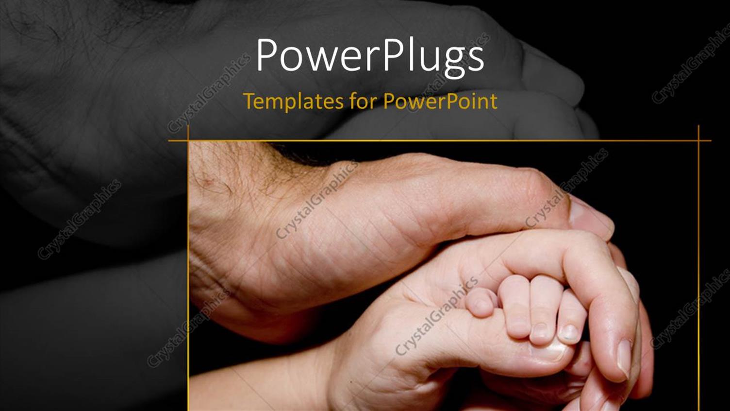 Featuring Newborn Baby Hand is Held with Love and Care by his Mother and Father, Black Color