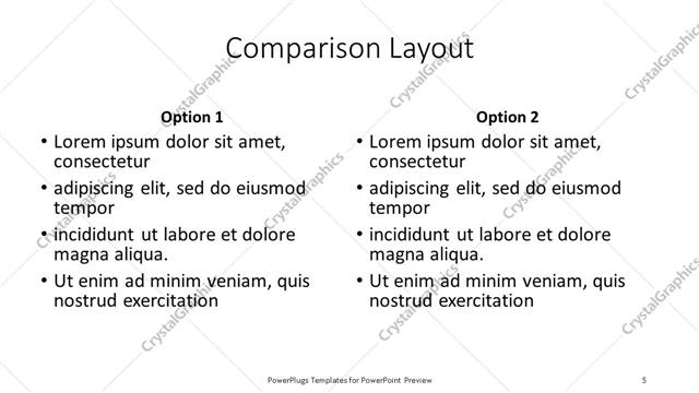 Comparison presentation slide layout