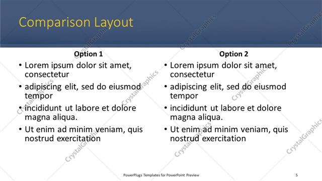 Comparison presentation slide layout