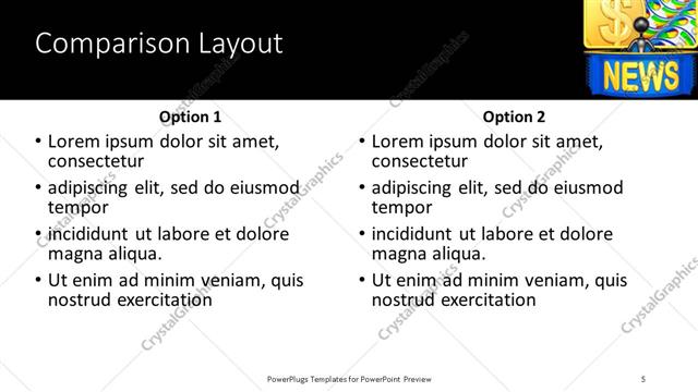 Comparison presentation slide layout