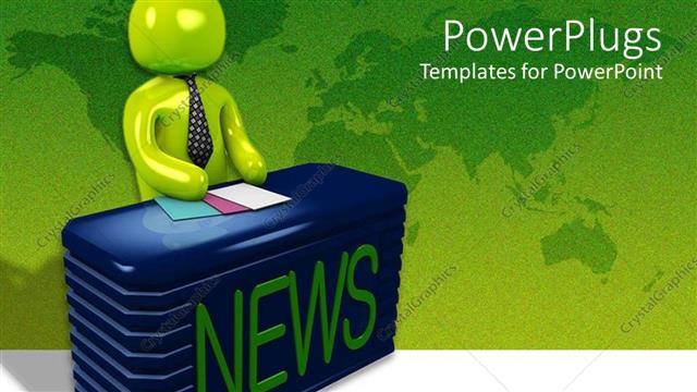  Presentation with news - A newscaster siting behind his desk ready to read the news