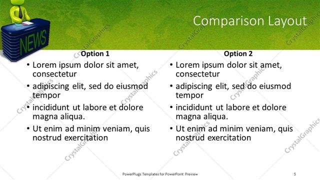 Comparison presentation slide layout