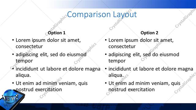 Comparison presentation slide layout