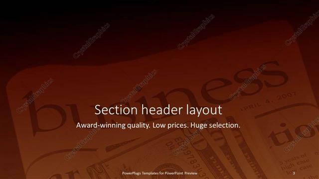 Section Header presentation slide layout
