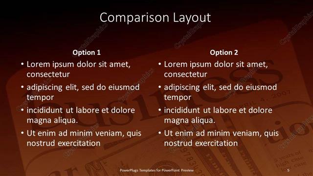 Comparison presentation slide layout