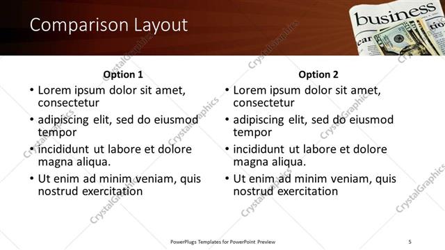 Comparison presentation slide layout