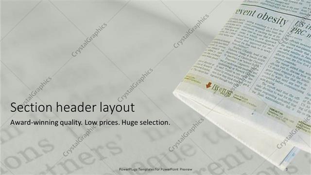 Section Header presentation slide layout