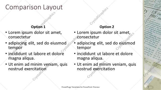 Comparison presentation slide layout