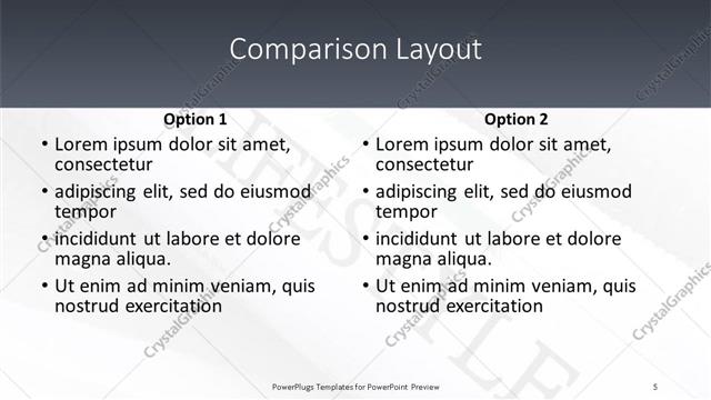 Comparison presentation slide layout